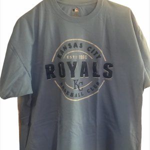 Kansas City Royals T-shirt Short Sleeve Blue with player signature-2xl
